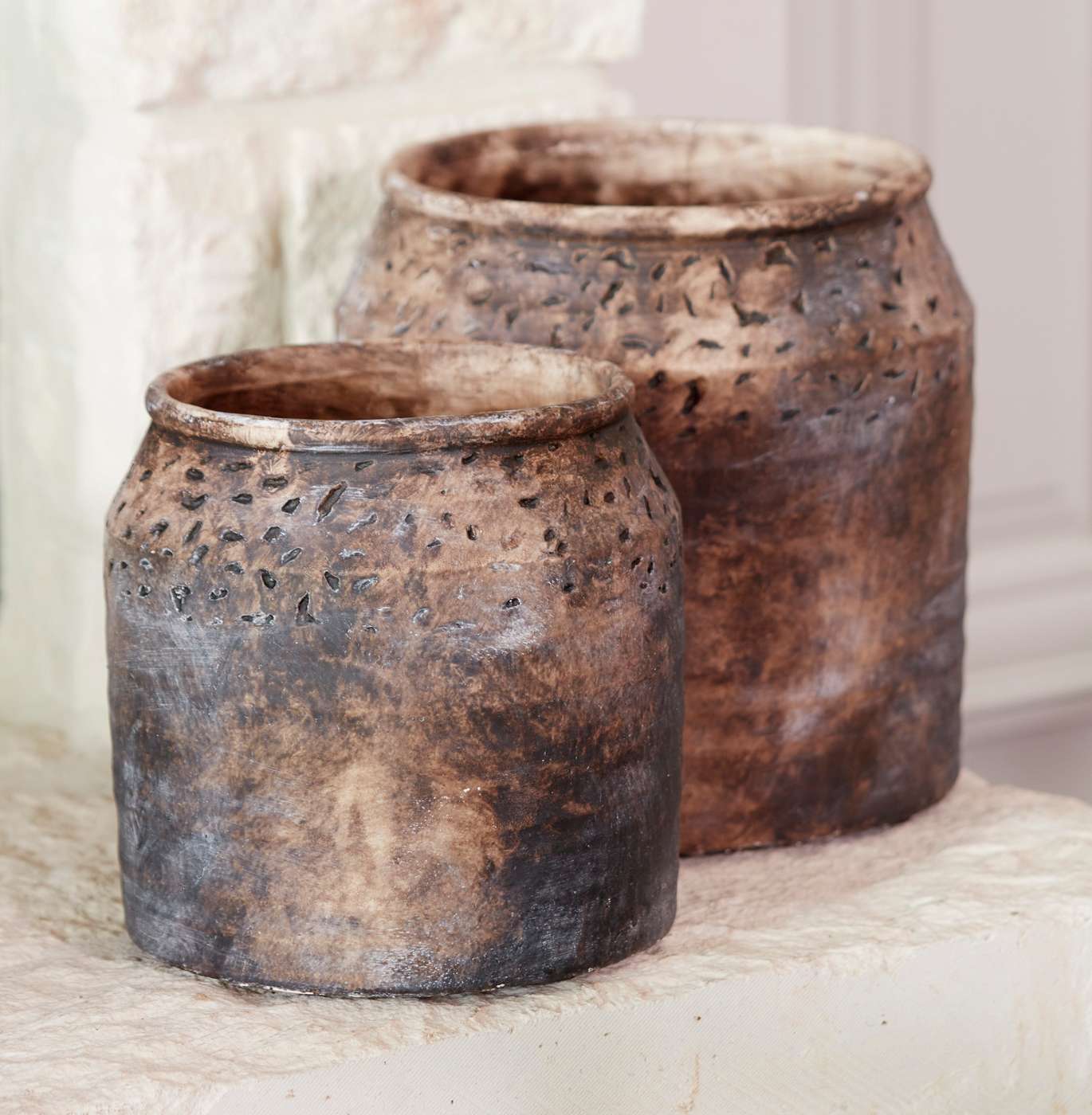 Haven + Key Decorative Small Cement Vase – Brown; image 2 of 4