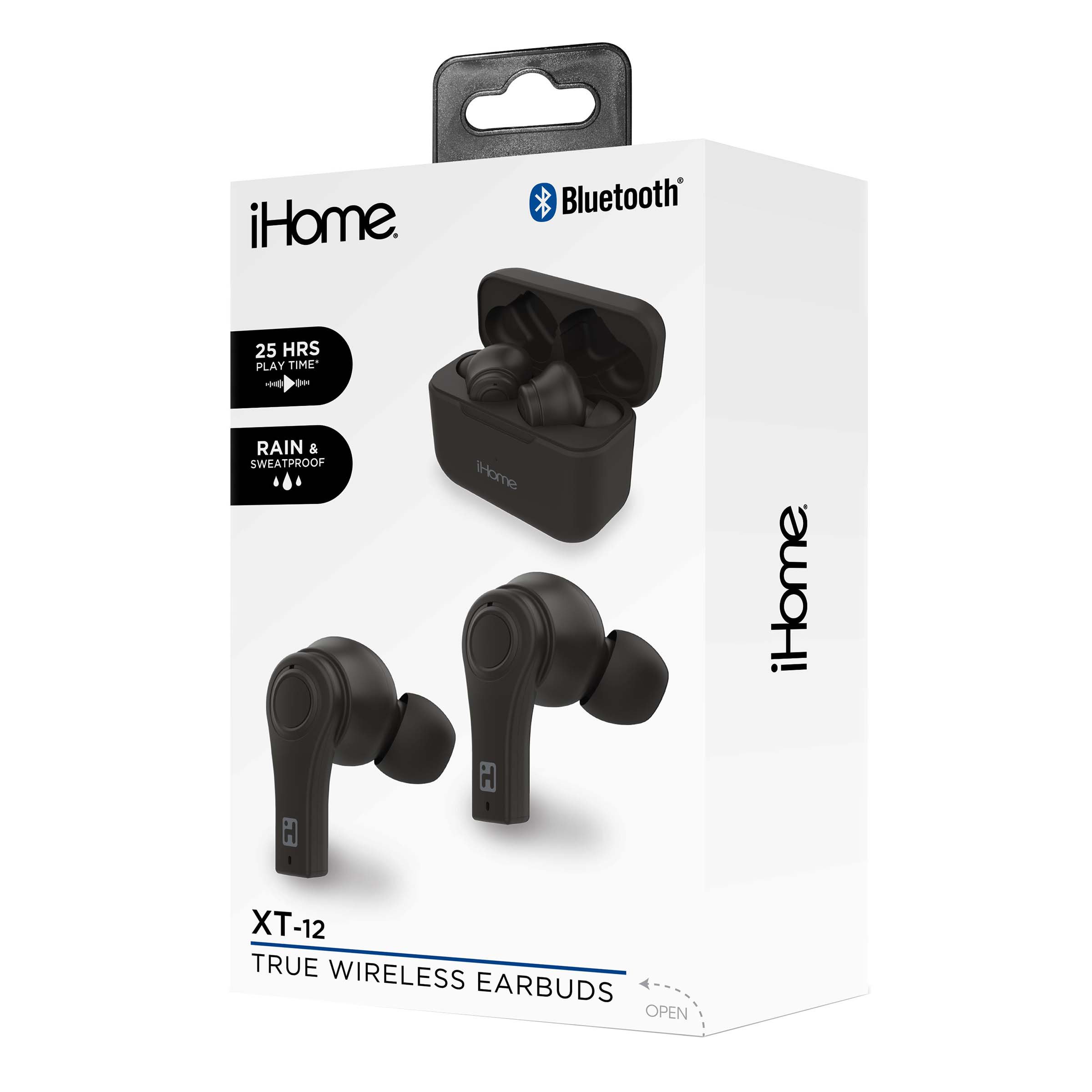 iHome True Wireless XT 12 Earbuds with Charging Case Black