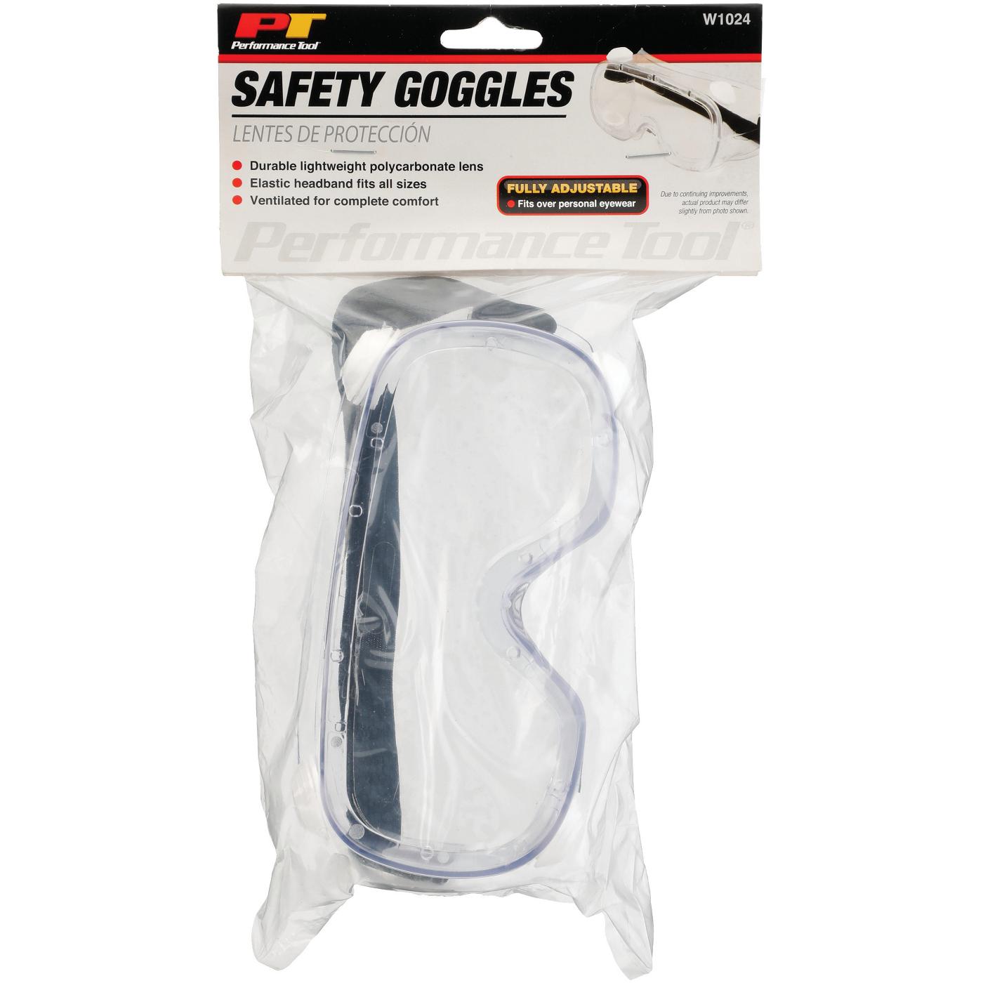 Performance Tool Adjustable Clear Safety Goggles; image 2 of 2