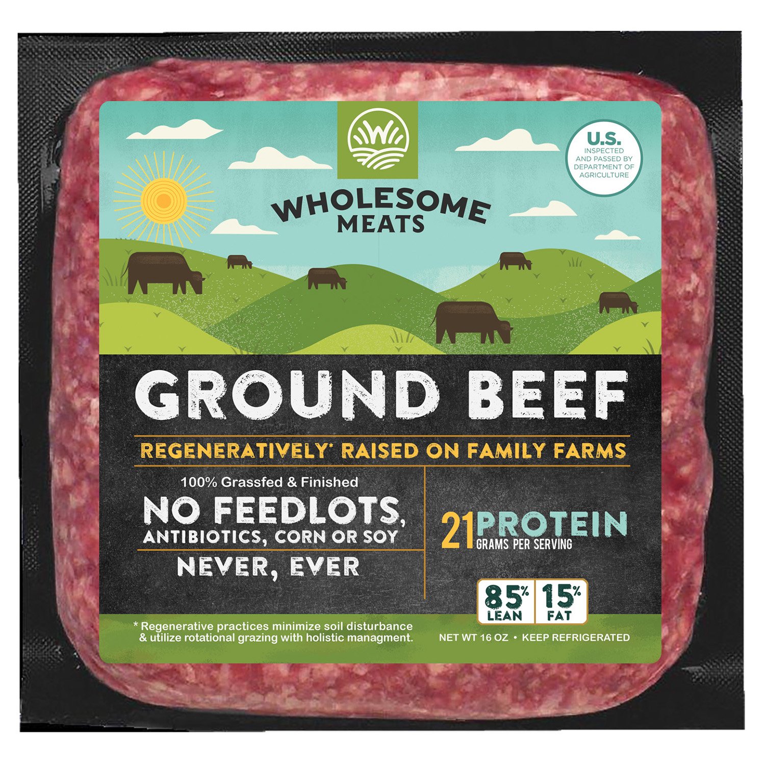 Wholesome Meats Regenerative Grass Fed Ground Beef, 85 Lean Shop