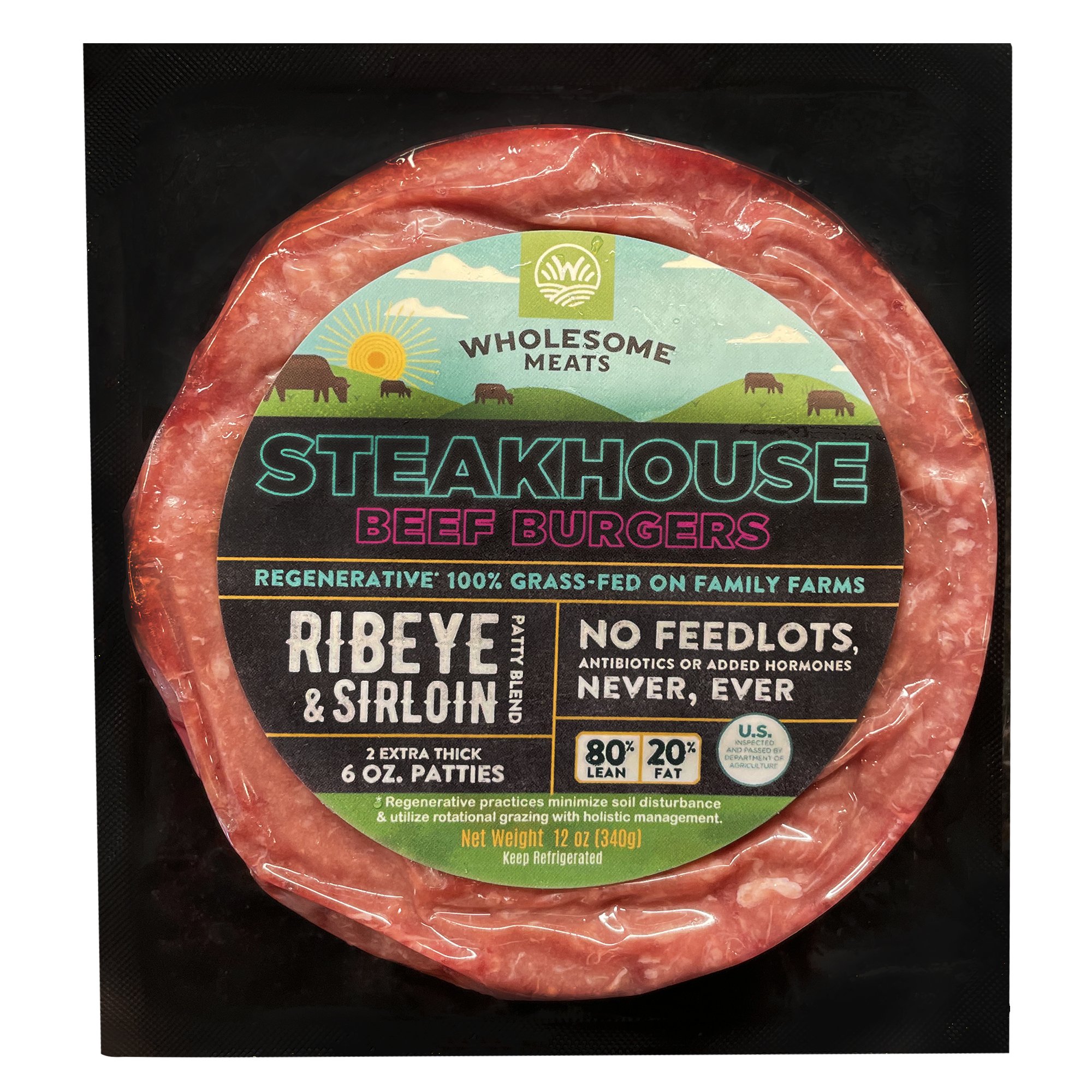 Wholesome Meats Regenerative GrassFed 85 Lean Ground Beef Patties