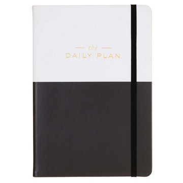 Eccolo The Daily Plan Flexible Journal - Black/White, 6" x 8"