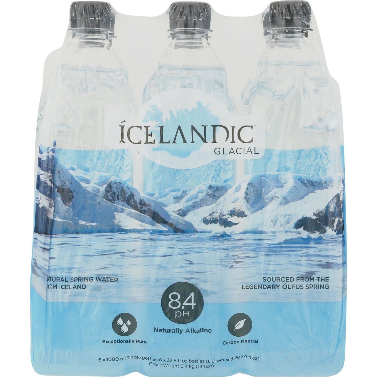 Icelandic Glacial Natural Spring Water 6 pk Bottles, 33.8 oz