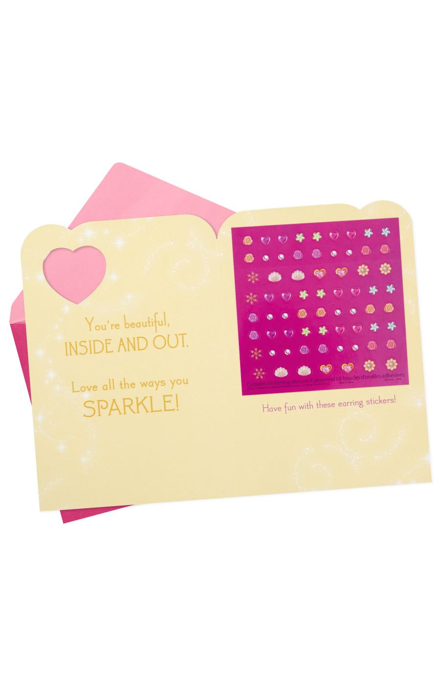 Hallmark Disney Princess Earring Stickers Birthday Card for Kids - E58, E17; image 6 of 7