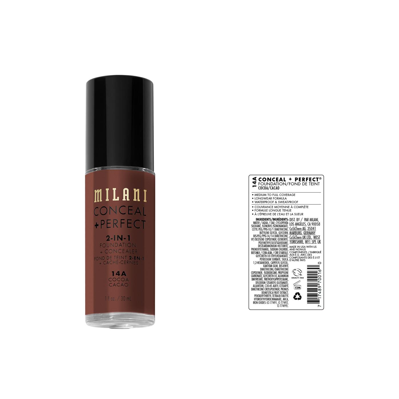 Milani Conceal + Perfect 2-in-1 Foundation + Concealer - Cocoa; image 2 of 9