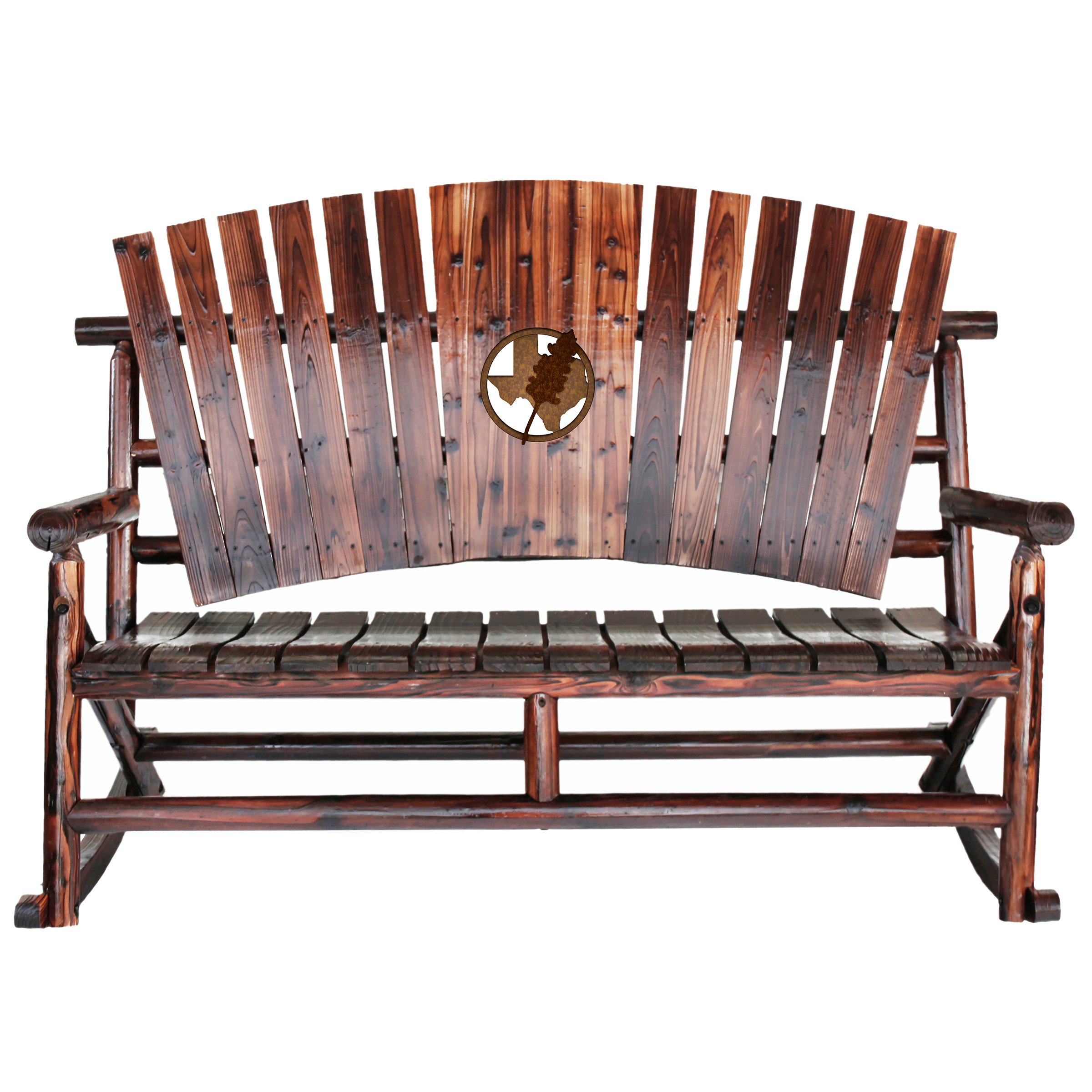 United General Supply Char Log Family Rocker With Texas Bluebonnet 