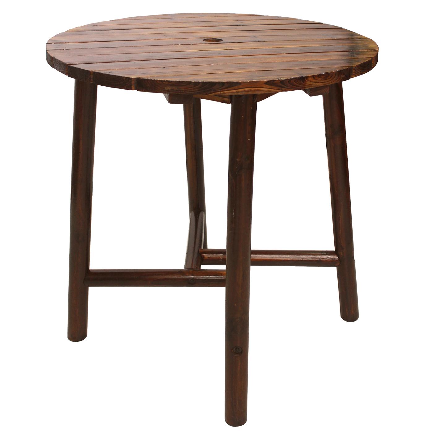 Leigh Country Char-Log Slatted Round Bar Height Table; image 3 of 3