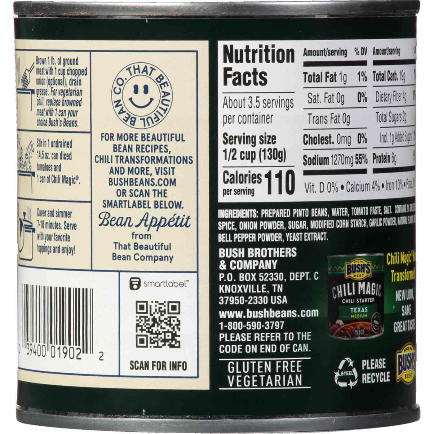 BUSH'S BEST Canned Texas Recipe Chili Magic Chili Beans Starter (Pack of  12), Source of Plant Based Protein and Fiber, Low Fat, Gluten Free, 15.5 oz