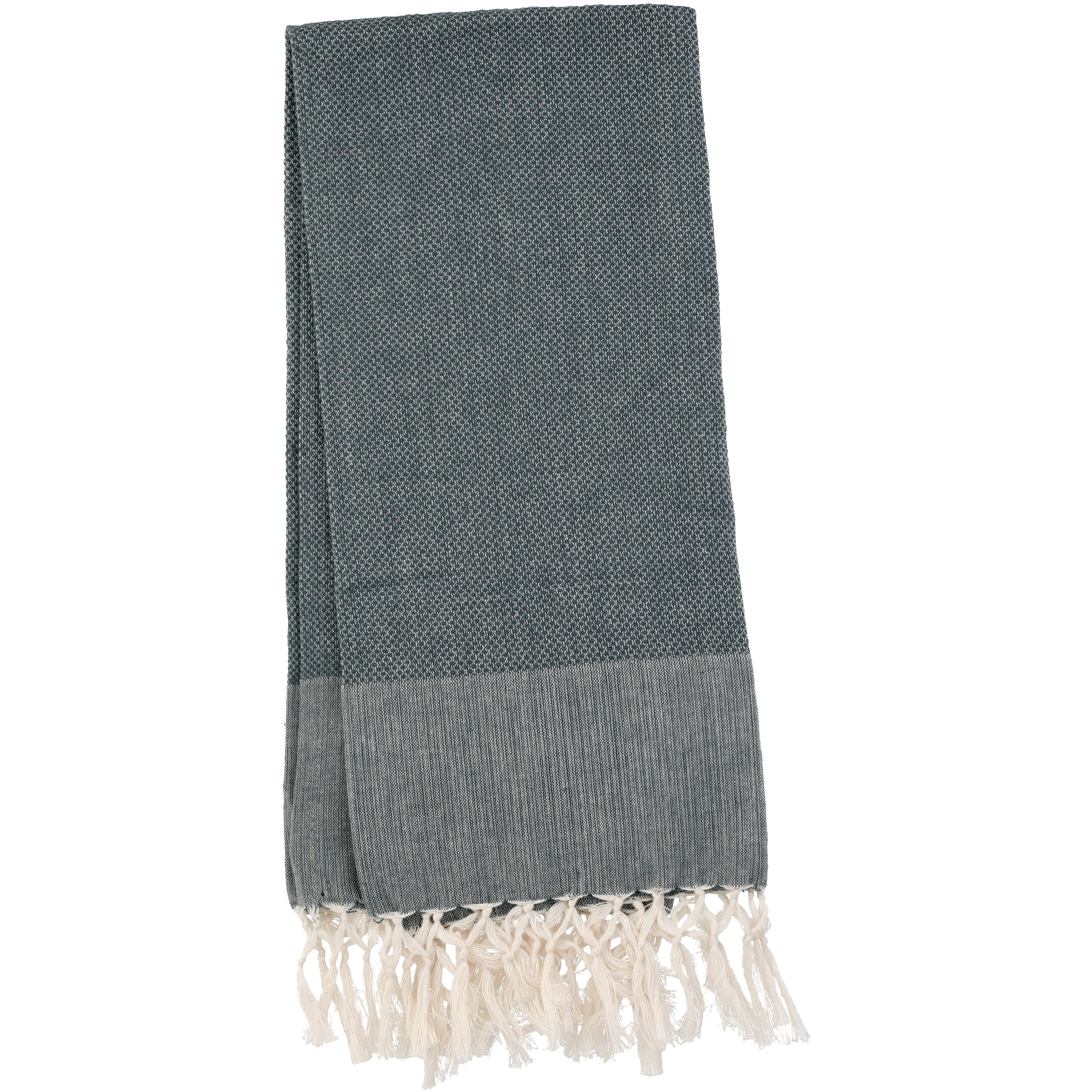 Haven + Key Cotton Kitchen Towel with Fringe Slate Blue Shop