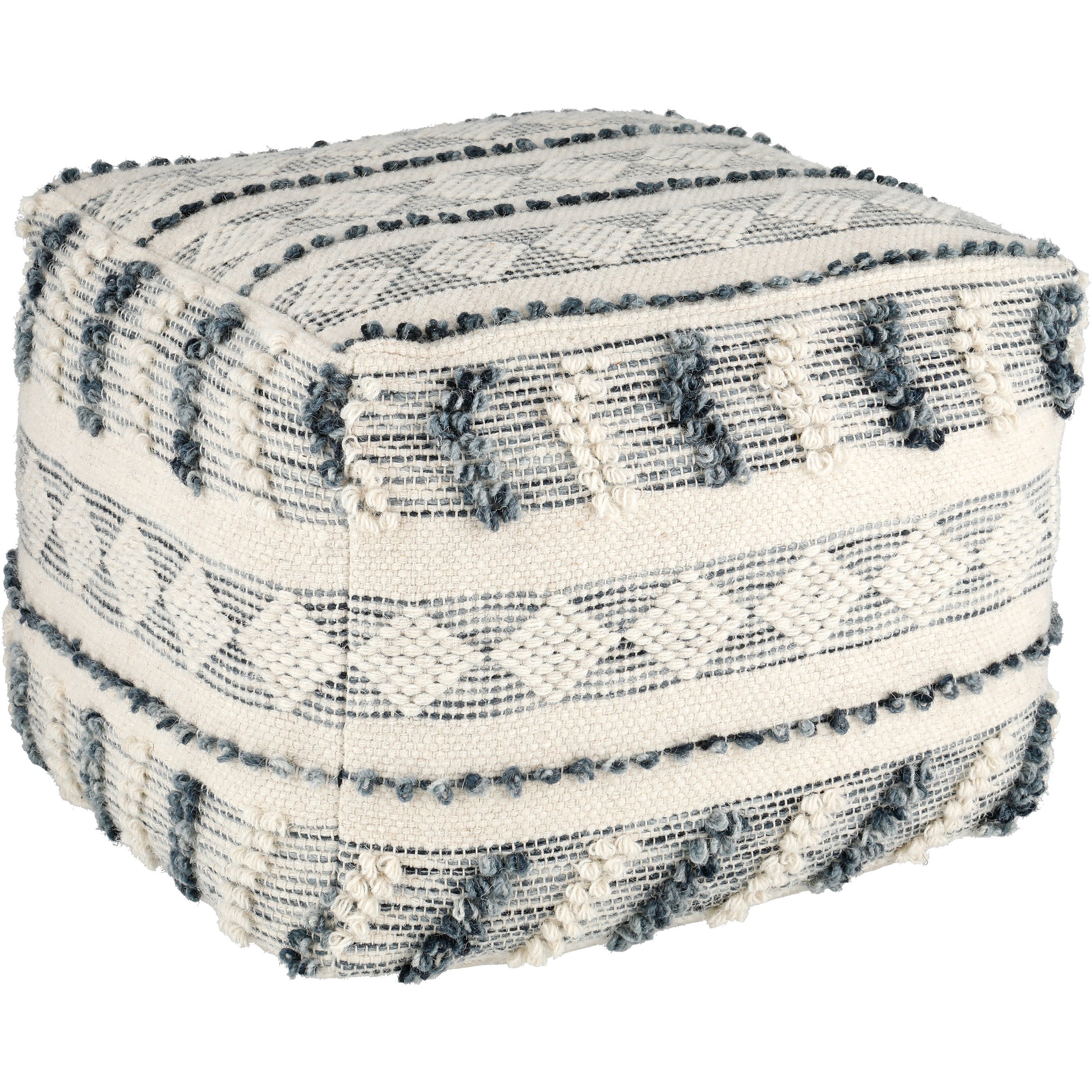 Haven + Key Large Square Textured Pouf - Cream/Blue - Shop Seasonal ...