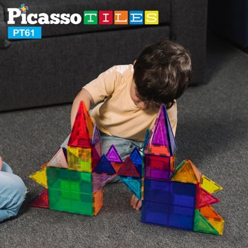 Picasso Tiles 3-D Magnetic Building Tiles, 61 ct