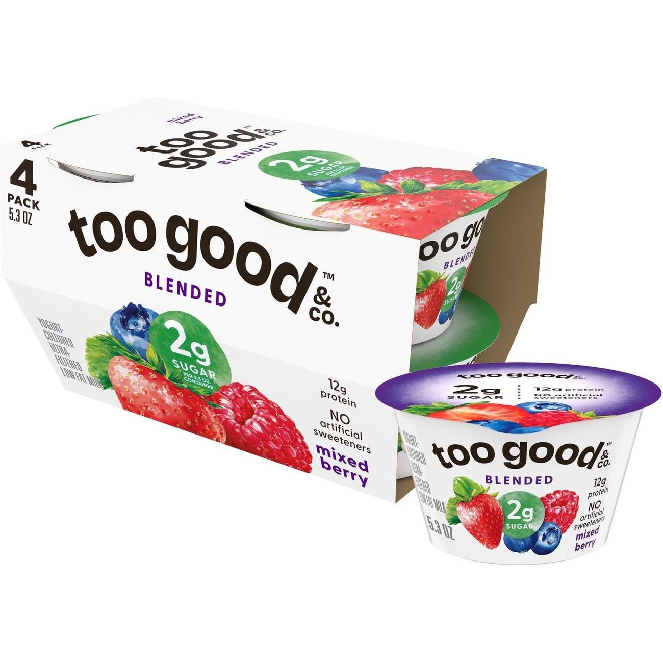 Too Good & Co. Lower Sugar 4 pk Greek Yogurt - Mixed Berry, 5.3 oz