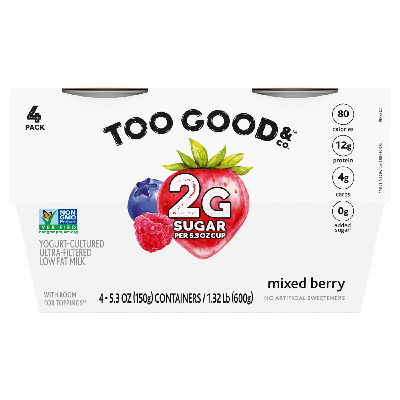Too Good & Co. Mixed Berry Flavored Lower Sugar Greek Yogurt; image 1 of 2