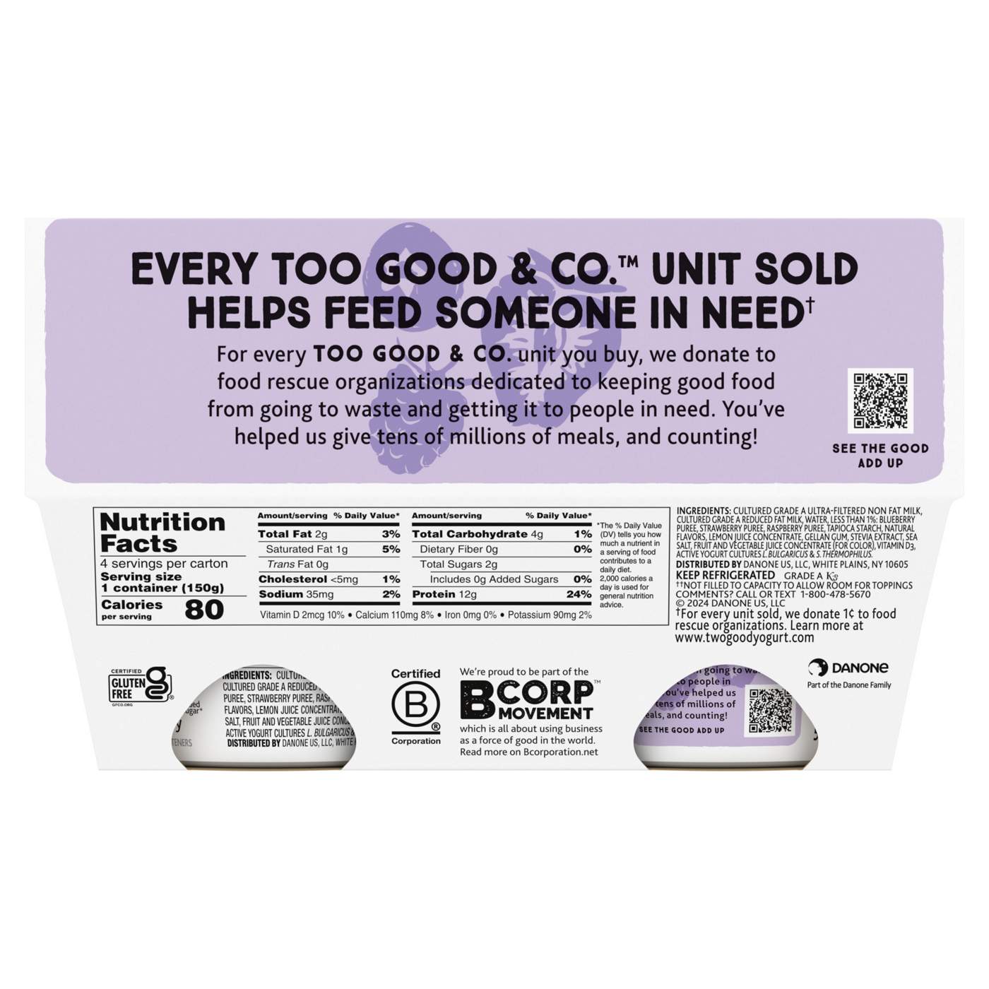 Too Good & Co. Lower Sugar 4 pk Greek Yogurt - Mixed Berry; image 5 of 9