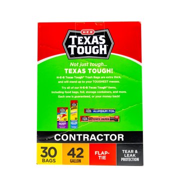 H-E-B Texas Tough Contractor Trash Bags, 42 Gallon, 30 ct