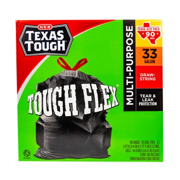 H-E-B Texas Tough Flex Multipurpose 33 Gallon Trash Bags - Texas-Size Pack, 90 ct