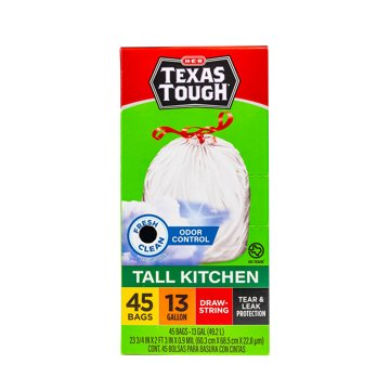 H-E-B Texas Tough Tall Kitchen Trash Bags, 13 Gallon - Fresh Scent, 45 ct