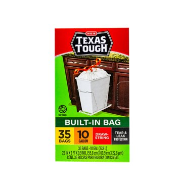 H-E-B Texas Tough Drawstring Trash Bags, 10 Gallon, 35 ct