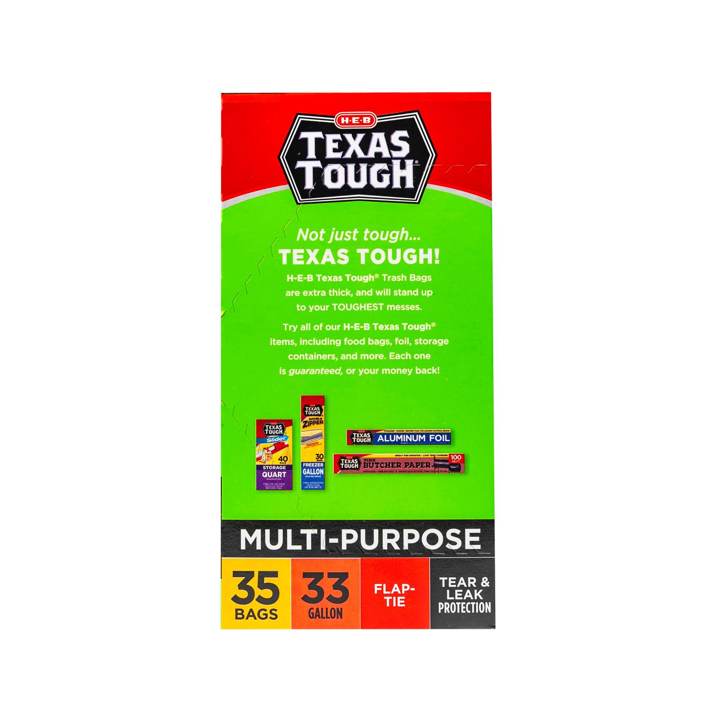 H-E-B Texas Tough Large Multipurpose Flap Tie Trash Bags, 33 Gallon; image 3 of 5