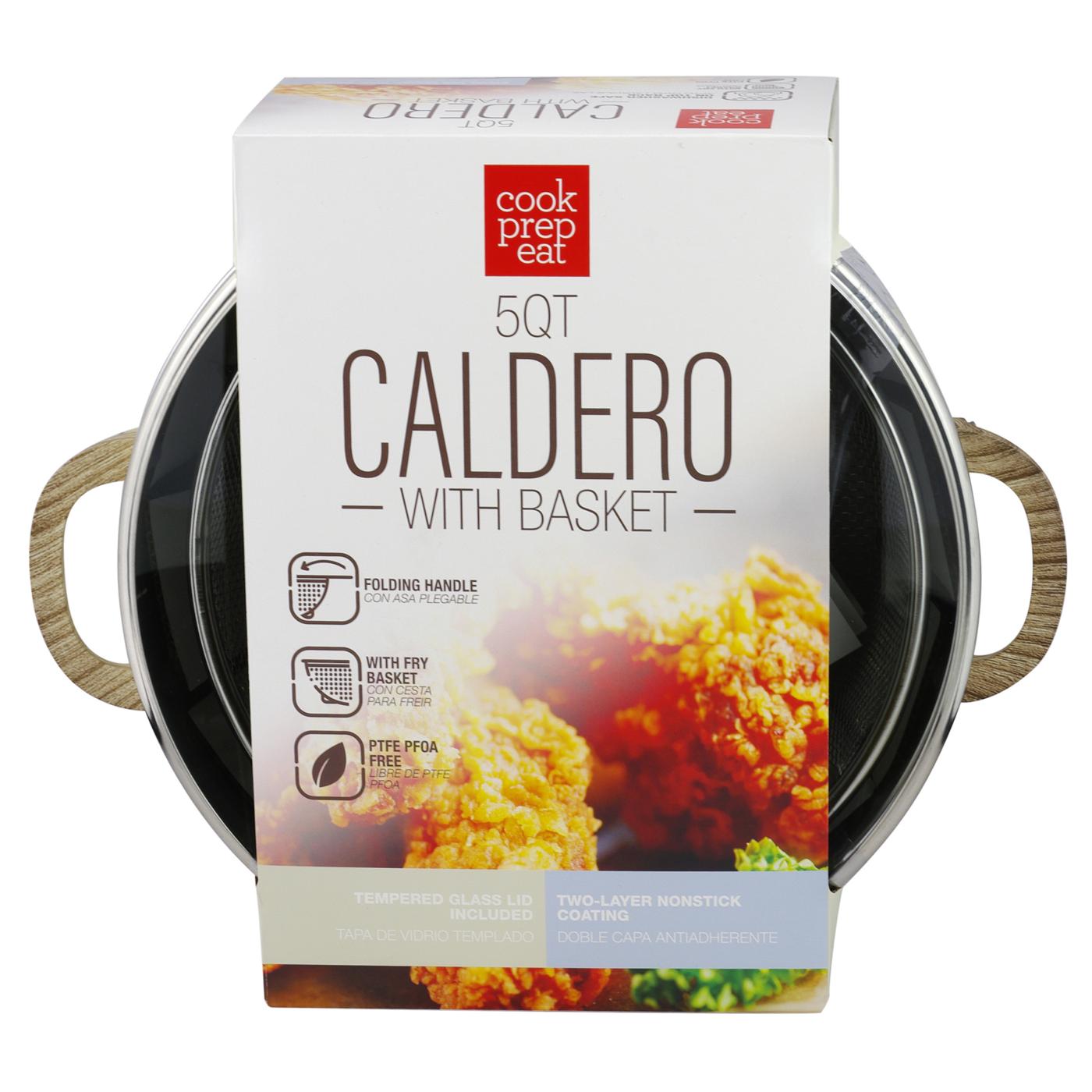 Cook Prep Eat Cream Non-Stick Caldero with Fry Basket & Glass Lid; image 2 of 3
