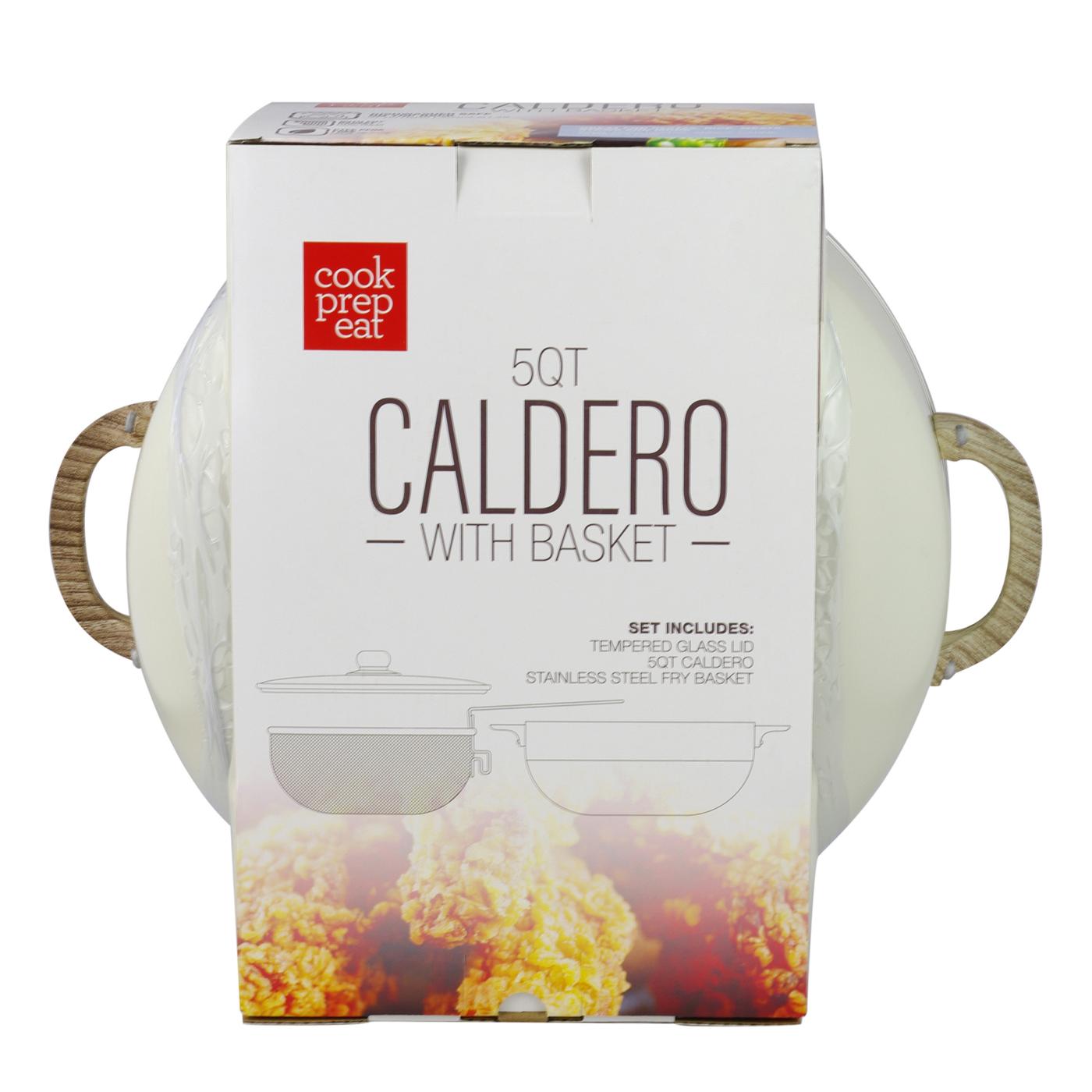 Cook Prep Eat Cream Non-Stick Caldero with Fry Basket & Glass Lid; image 3 of 3