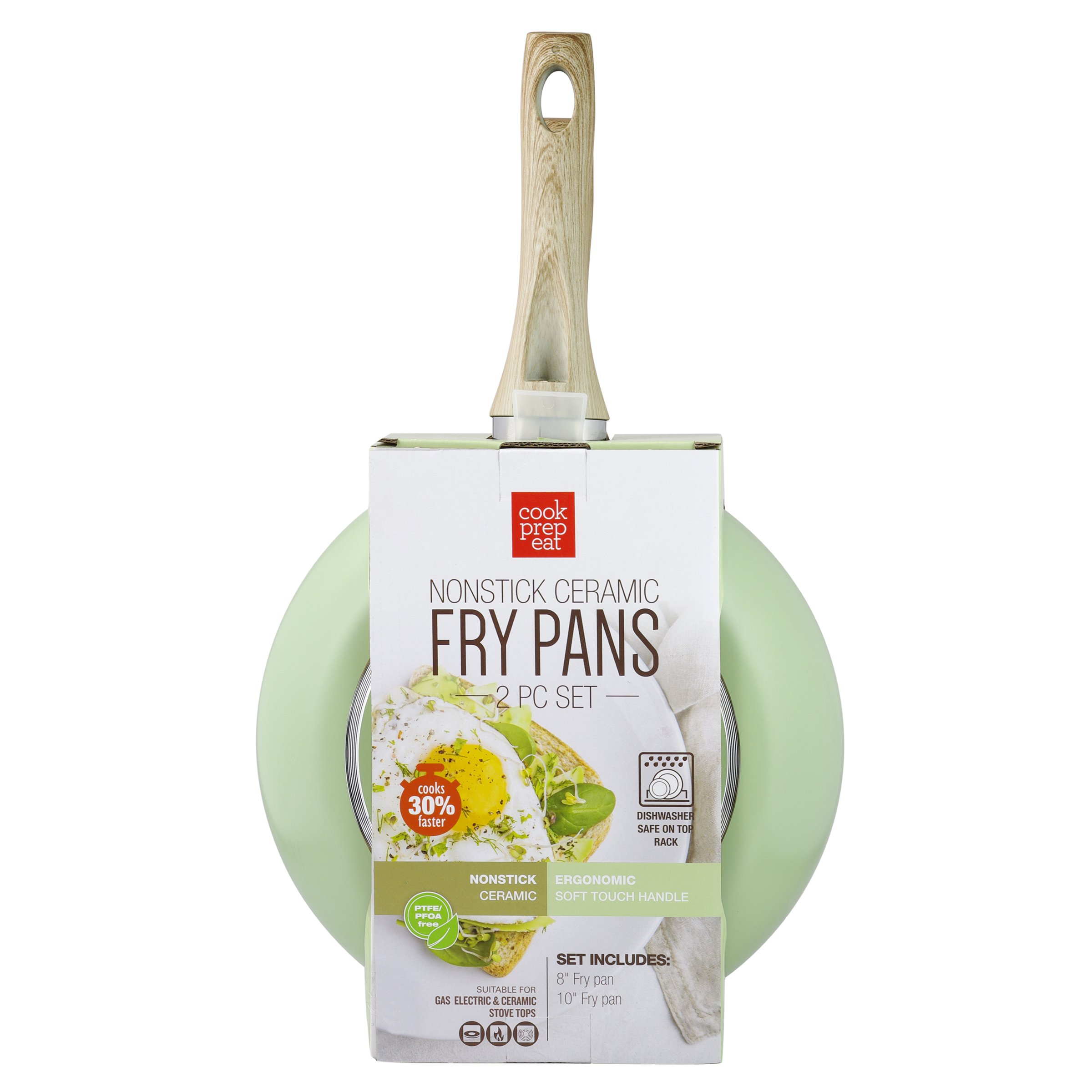 Cook Prep Eat Sage Non-Stick Ceramic Fry Pans
