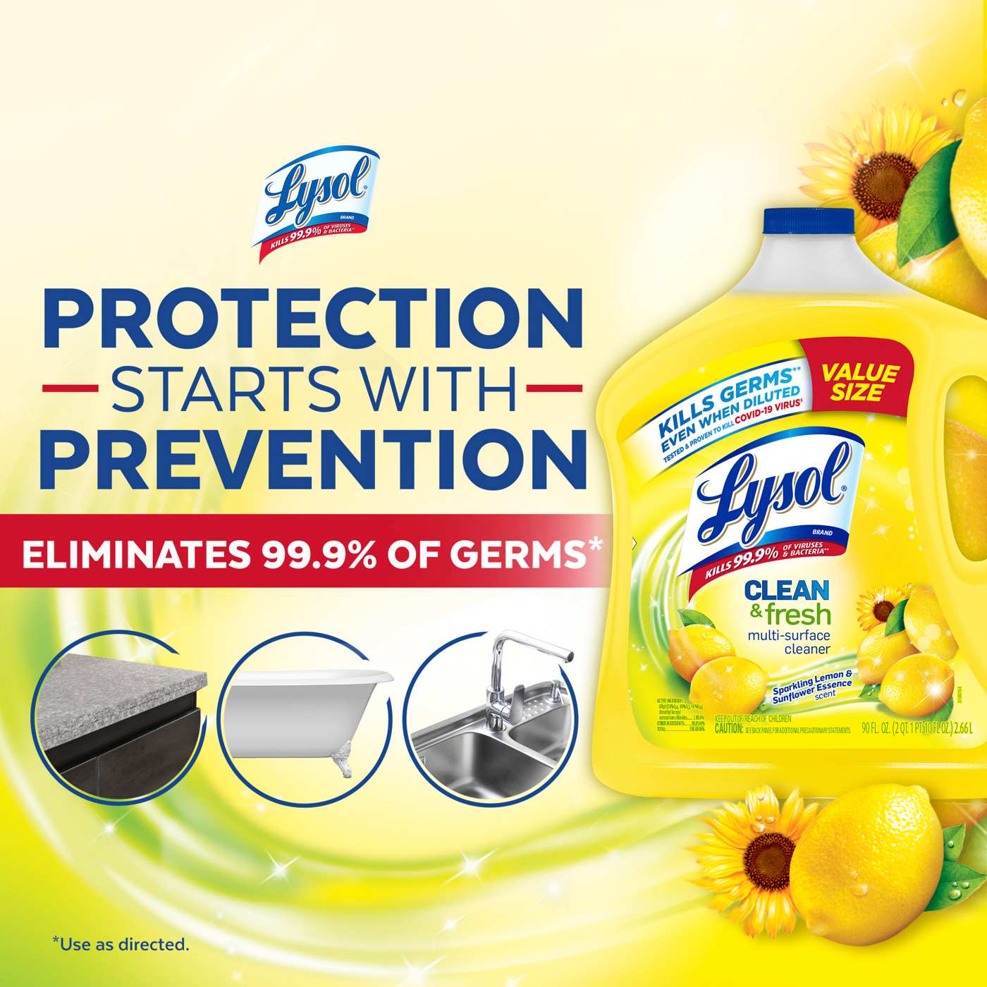 Lysol Sparkling Lemon & Sunflower Multi-Surface Cleaner Value Size; image 3 of 6