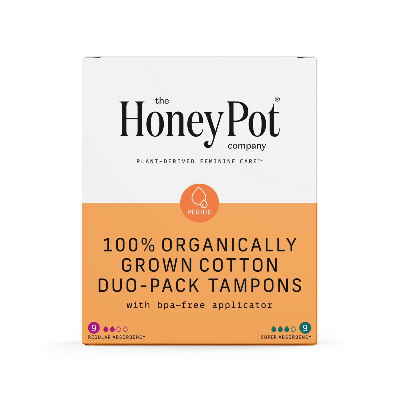 The Honey Pot 100% Organic Tampons - Duo Pack Regular & Super; image 1 of 2