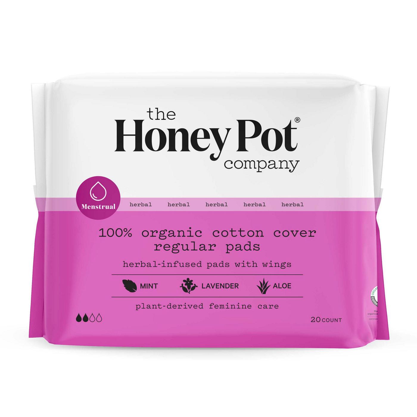 The Honey Pot Herbal-Infused Pads with Wings - Regular ; image 1 of 3