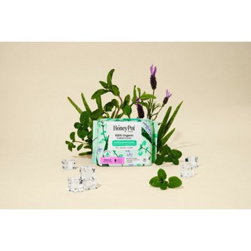 The Honey Pot 100% Organic Cotton Cooling Herbal Regular Pads with Wings