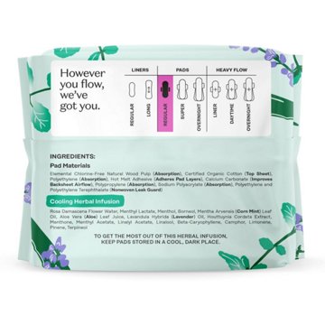 The Honey Pot 100% Organic Cotton Cooling Herbal Regular Pads with Wings