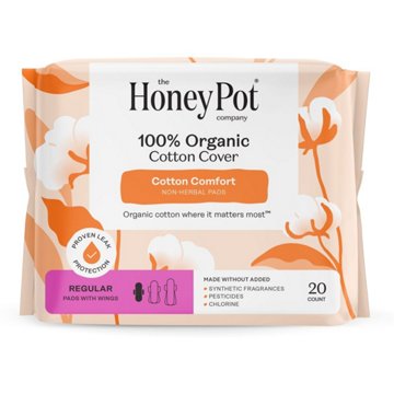The Honey Pot 100% Organic Cotton Comfort Regular Pads with Wings