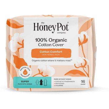 The Honey Pot 100% Organic Cotton Comfort Super Pads with Wings