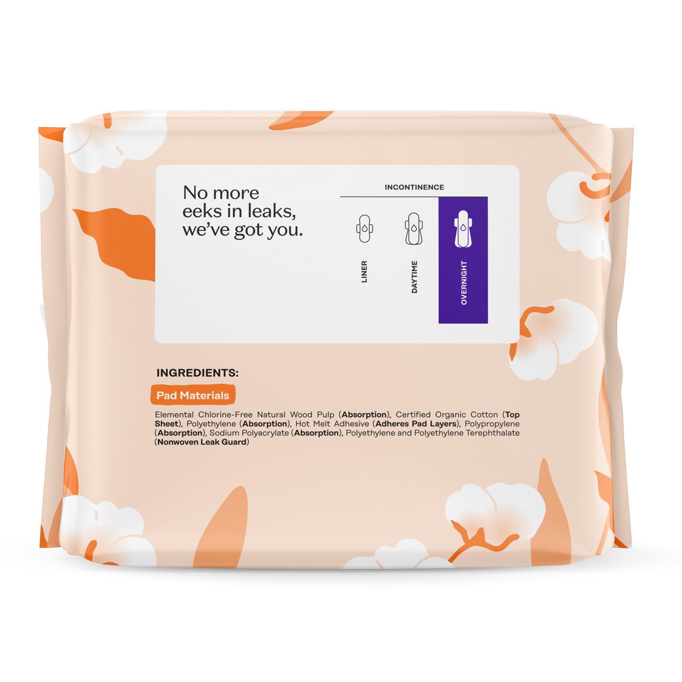 The Honey Pot Organic Cotton Non Herbal Overnight Incontinence Pads with Wings; image 3 of 3