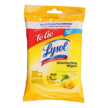 Lysol Travel Size To Go Disinfecting Wipes - Lemon & Lime Blossom, 15 ct