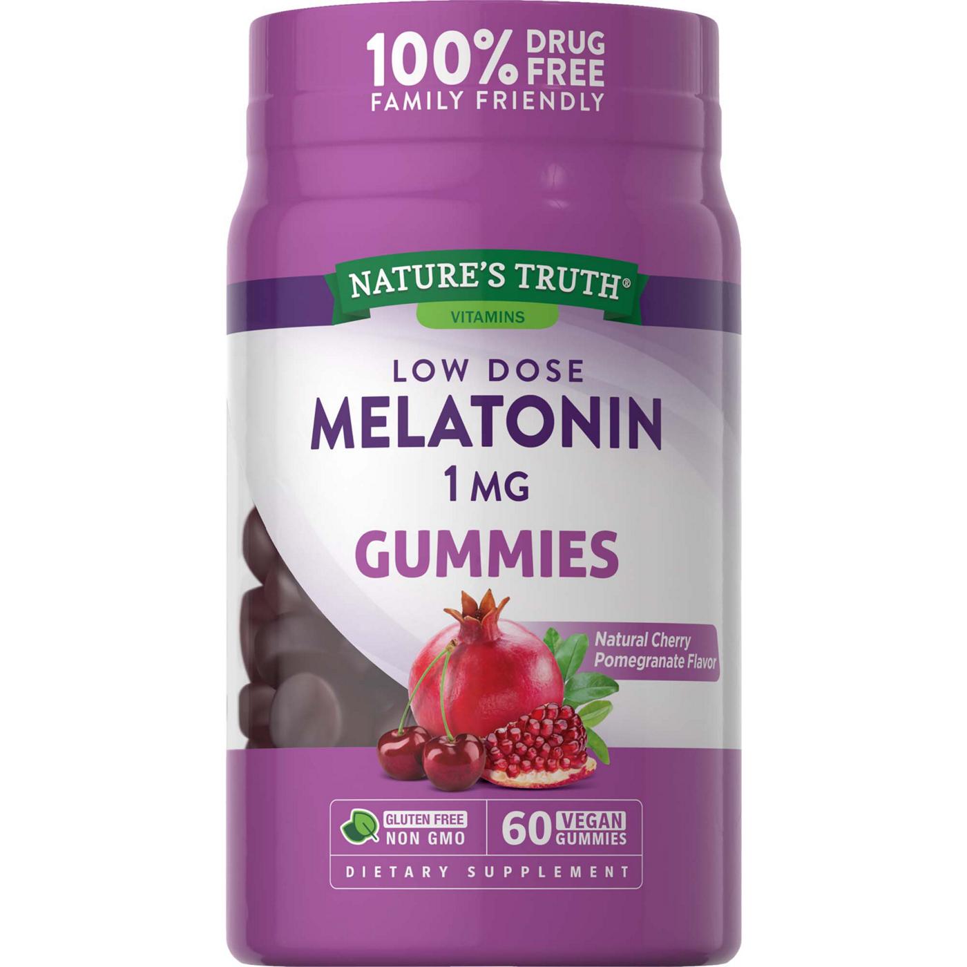 Nature's Truth Low Dose 1 mg Melatonin Gummies - Cherry Pomegranate; image 1 of 4