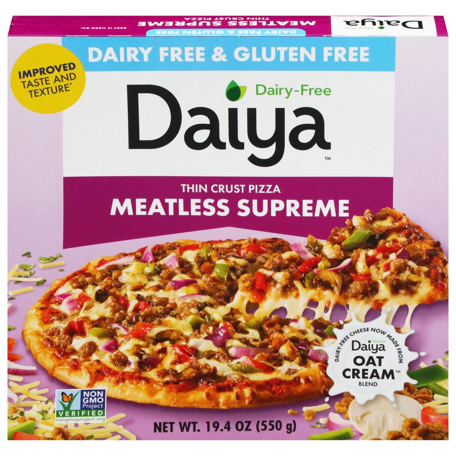 Daiya Dairy Free Gluten Free Thin Crust Supreme Frozen Pizza, 19.4 oz
