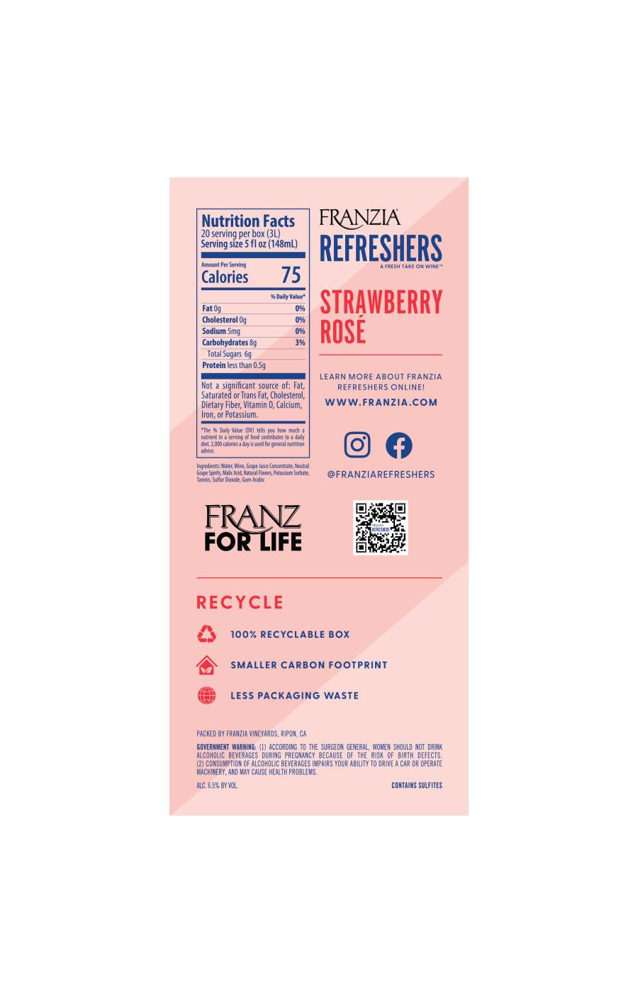 Franzia Refreshers Strawberry Rose; image 2 of 3