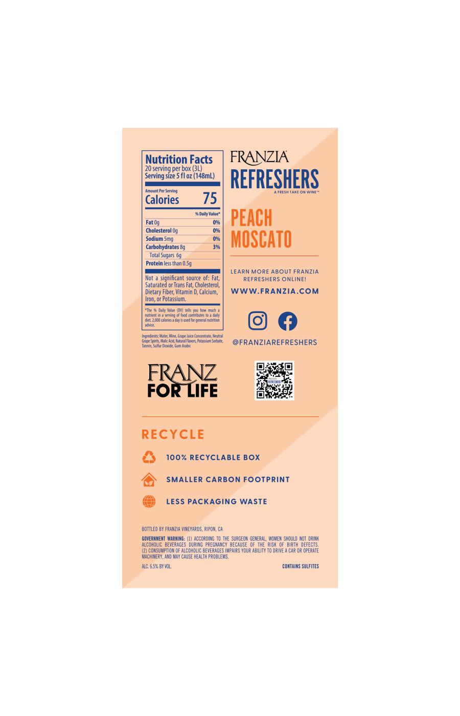 Franzia Refreshers Peach Moscato; image 2 of 3