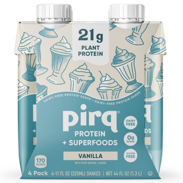 Pirq 21g Plant-Based Protein Shake 4 pk - Vanilla, 11 oz