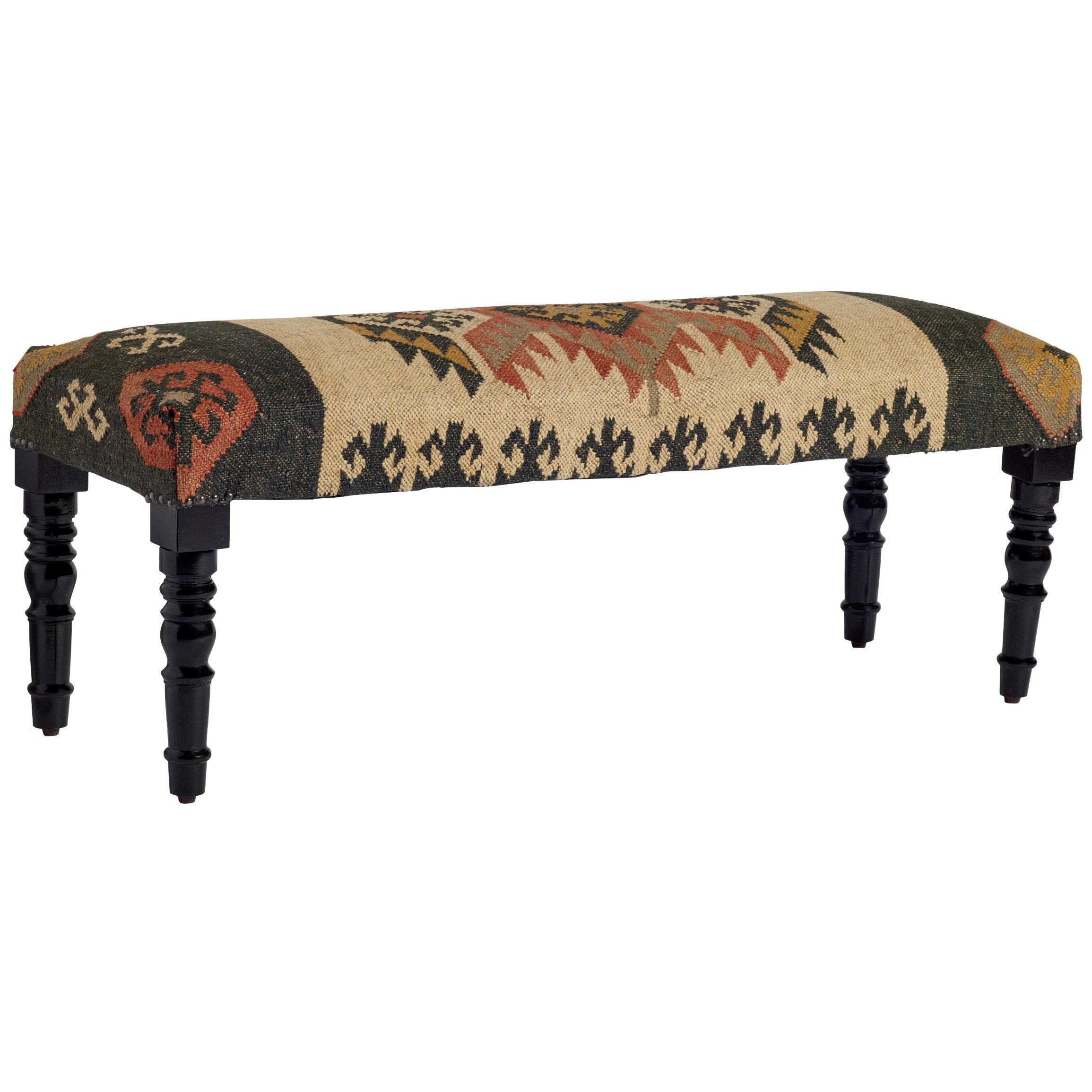 Haven + Key Kilim Tapestry Pattern Wood Bench Shop Seasonal decor at