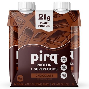 Pirq 21g Plant-Based Protein Shake 4 pk - Chocolate, 11 oz