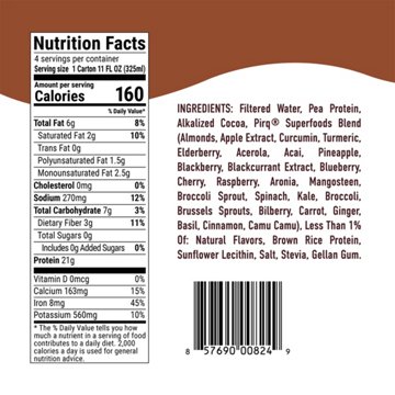 Pirq 21g Plant-Based Protein Shake 4 pk - Chocolate, 11 oz