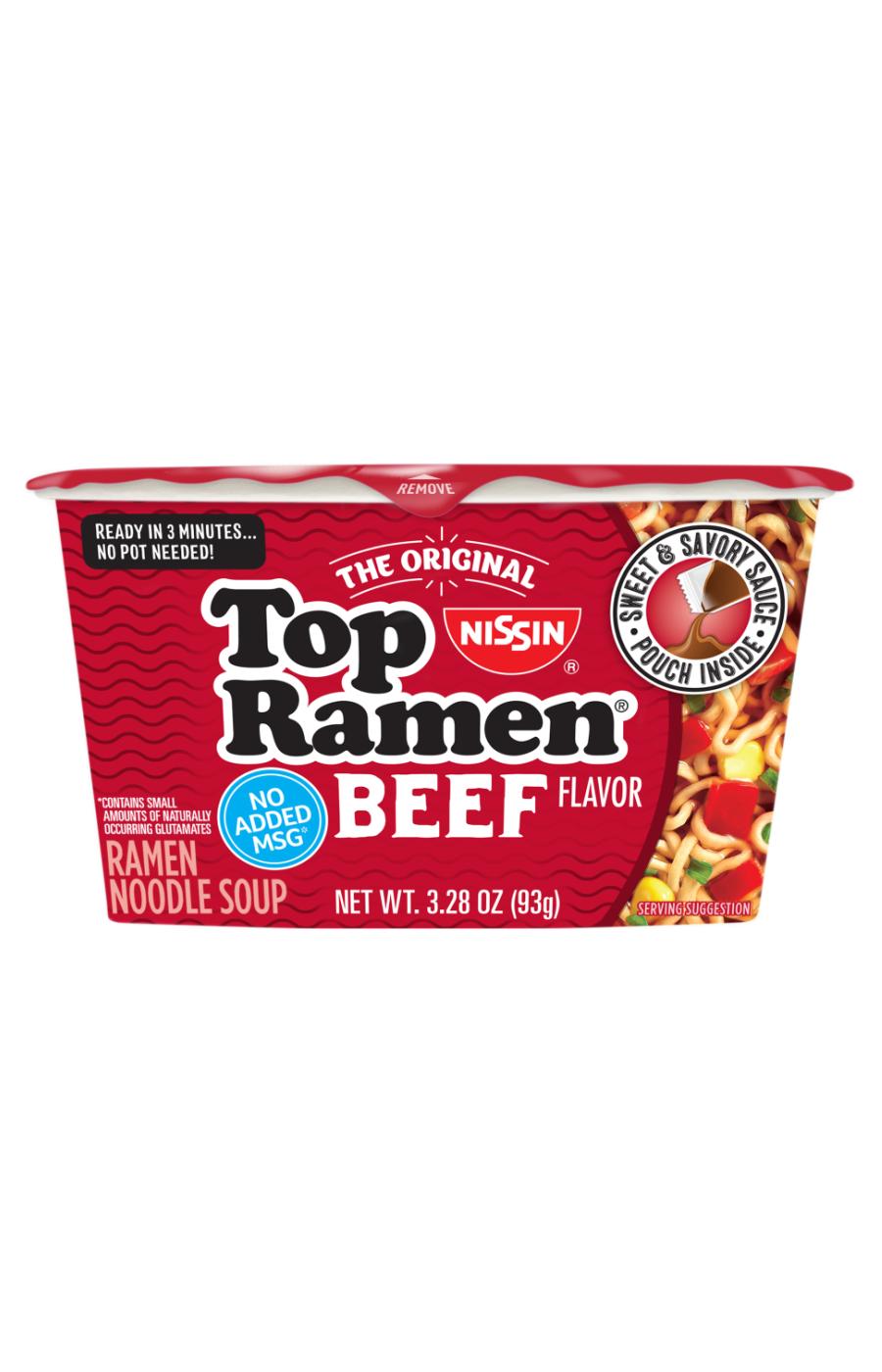 Nissin Top Ramen Beef Noodle Soup Bowl; image 1 of 6