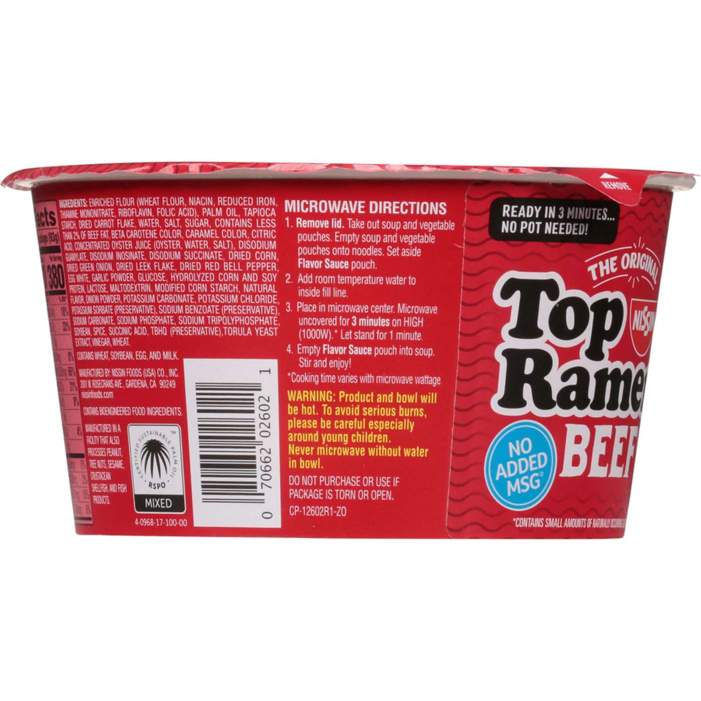 Nissin Top Ramen Beef Noodle Soup Bowl; image 3 of 6