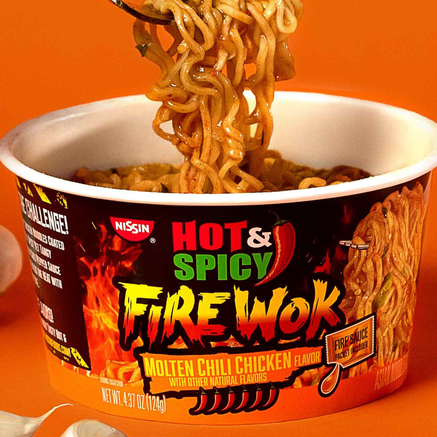 Nissin Hot & Spicy Fire Wok Molten Chili Chicken Noodle Bowl; image 5 of 6