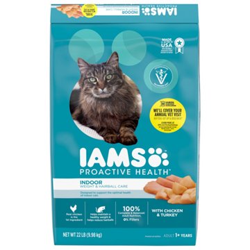 IAMS Proactive Health Adult Indoor Weight Control & Hairball Care Dry Cat Food - Chicken & Turkey Cat Kibble