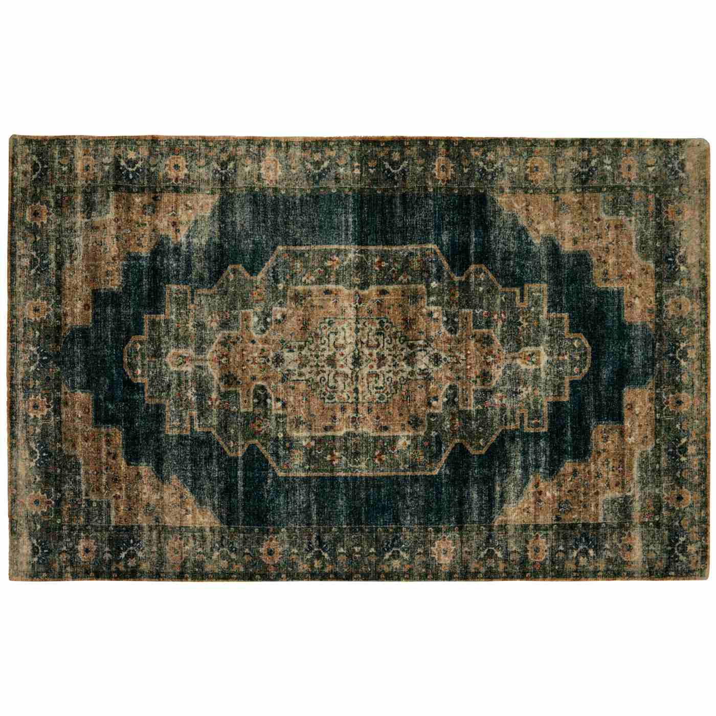 Haven + Key Nylon Accent Rug - Blue & Tan; image 1 of 2
