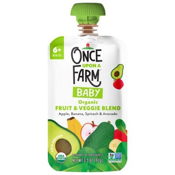 Once Upon a Farm Organic Fruit & Veggie Blend Pouch - Apple Banana Spinach & Avocado