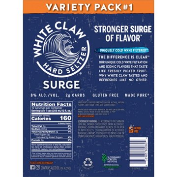 White Claw Surge Hard Seltzer Variety 12 pk Cans, 12 oz